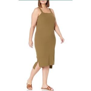 The Drop Amelia Tank Dress Women’s Plus Size 3X Olive Green‎ Square Neck Strappy
